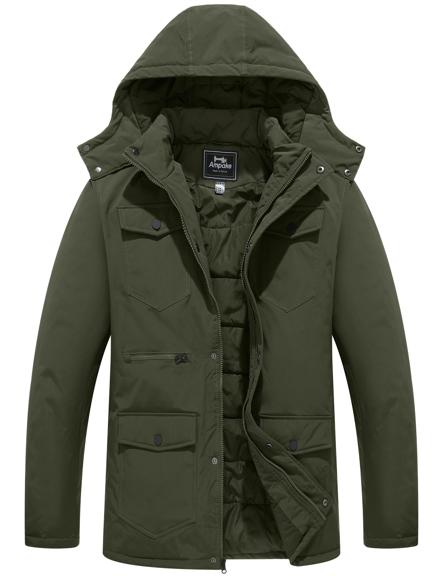 Ampake Men's Puffer Jacket Warm Winter Coat Outerwear Jacket with Hood