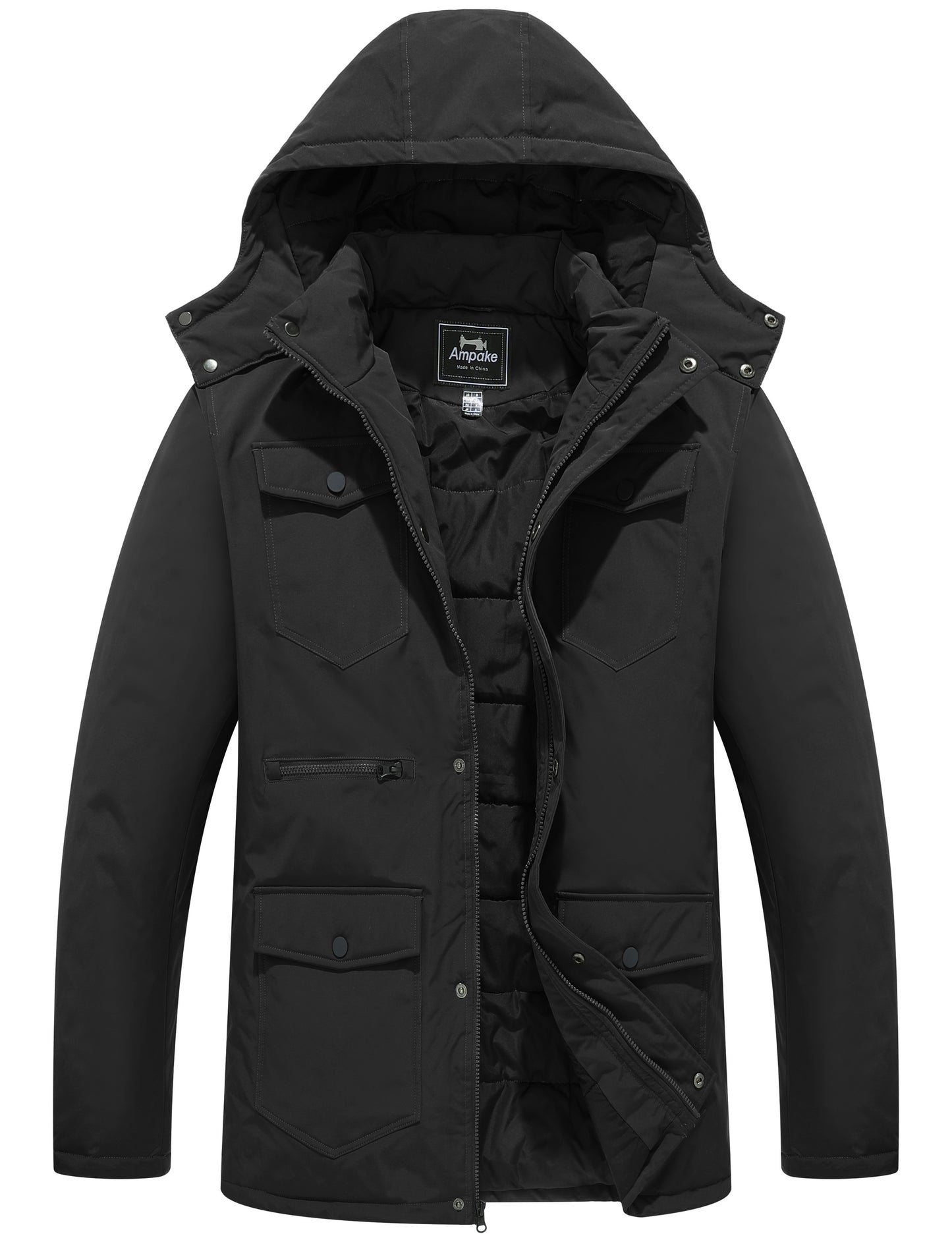 Ampake Men's Puffer Jacket Warm Winter Coat Outerwear Jacket with Hood