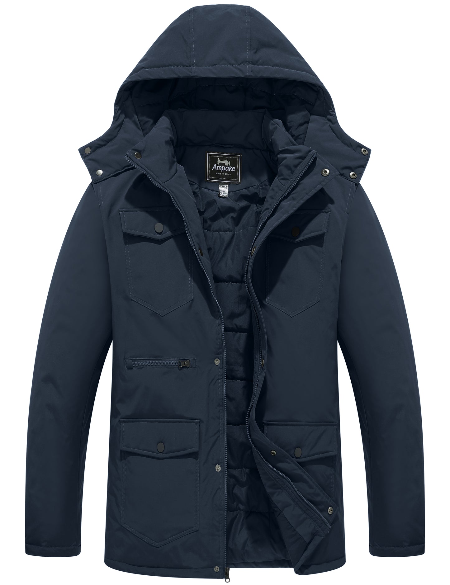 Ampake Men's Puffer Jacket Warm Winter Coat Outerwear Jacket with Hood