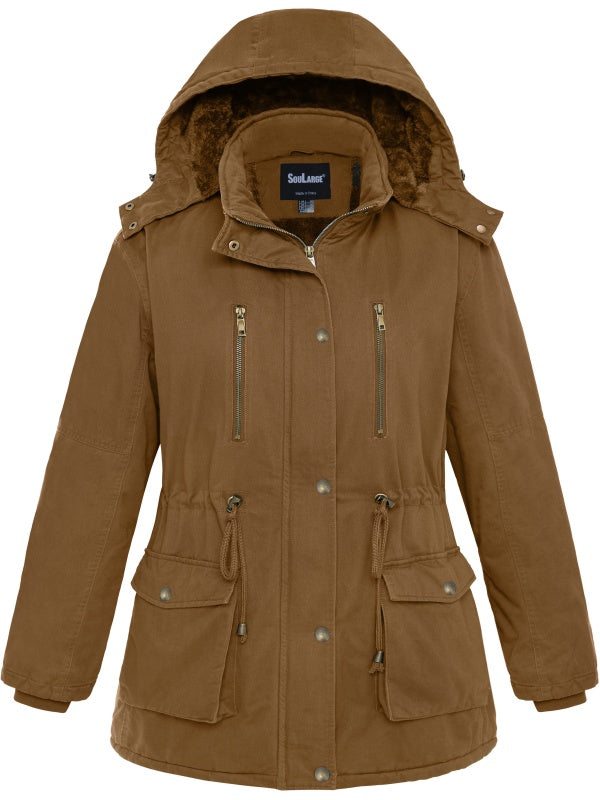 Soularge Women's Plus Size Winter Thickened Windbreaker Cotton Puffer Jacket