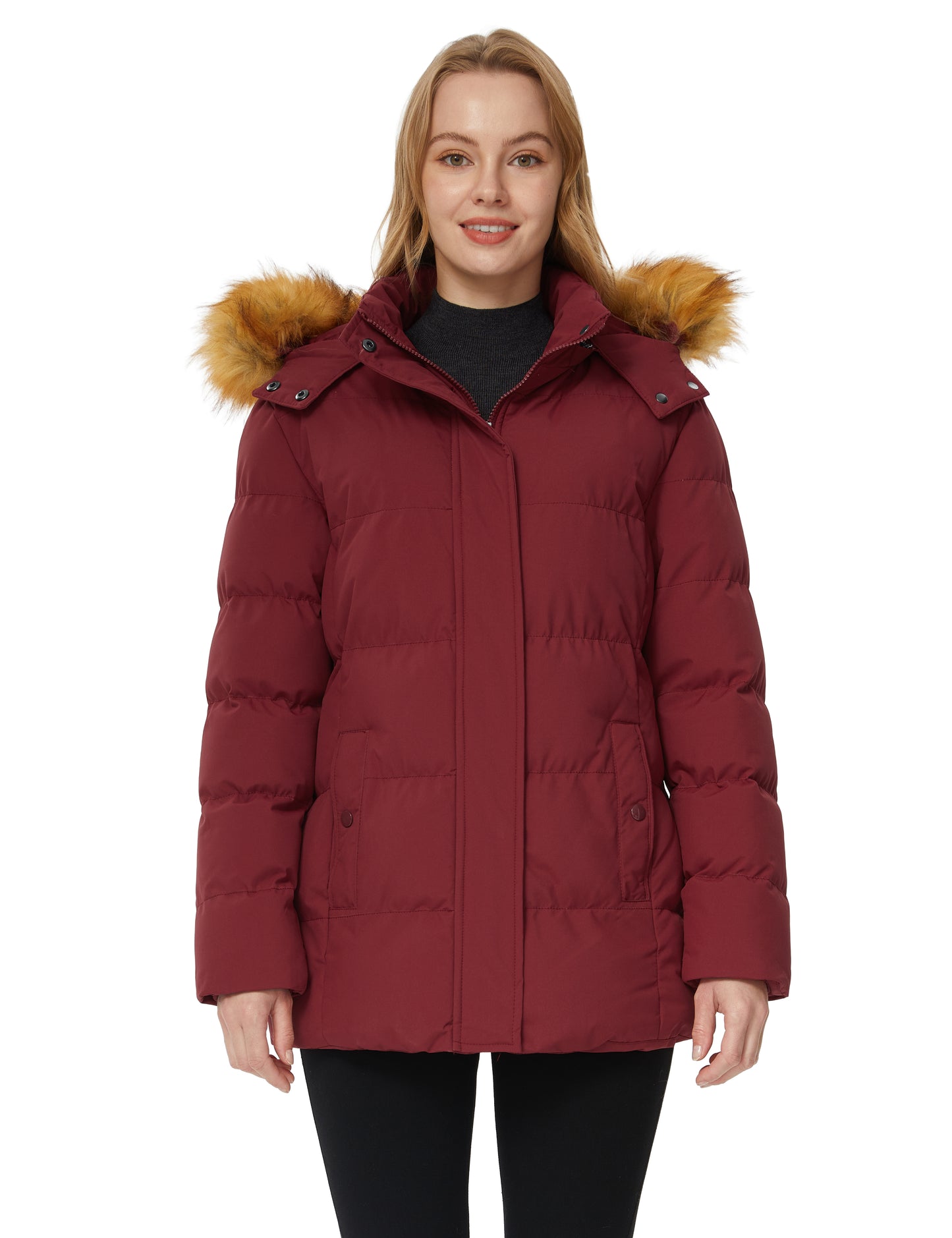 WenVen Women's Winter Puffer Thicken Snow Hooded Jacket