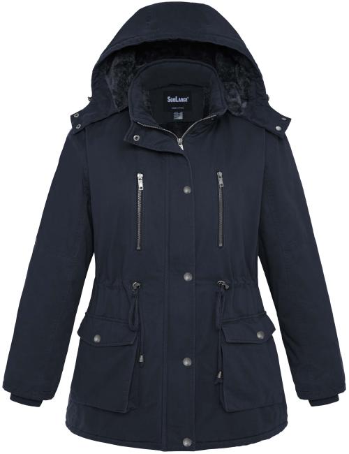 Soularge Women's Plus Size Winter Thickened Windbreaker Cotton Puffer Jacket
