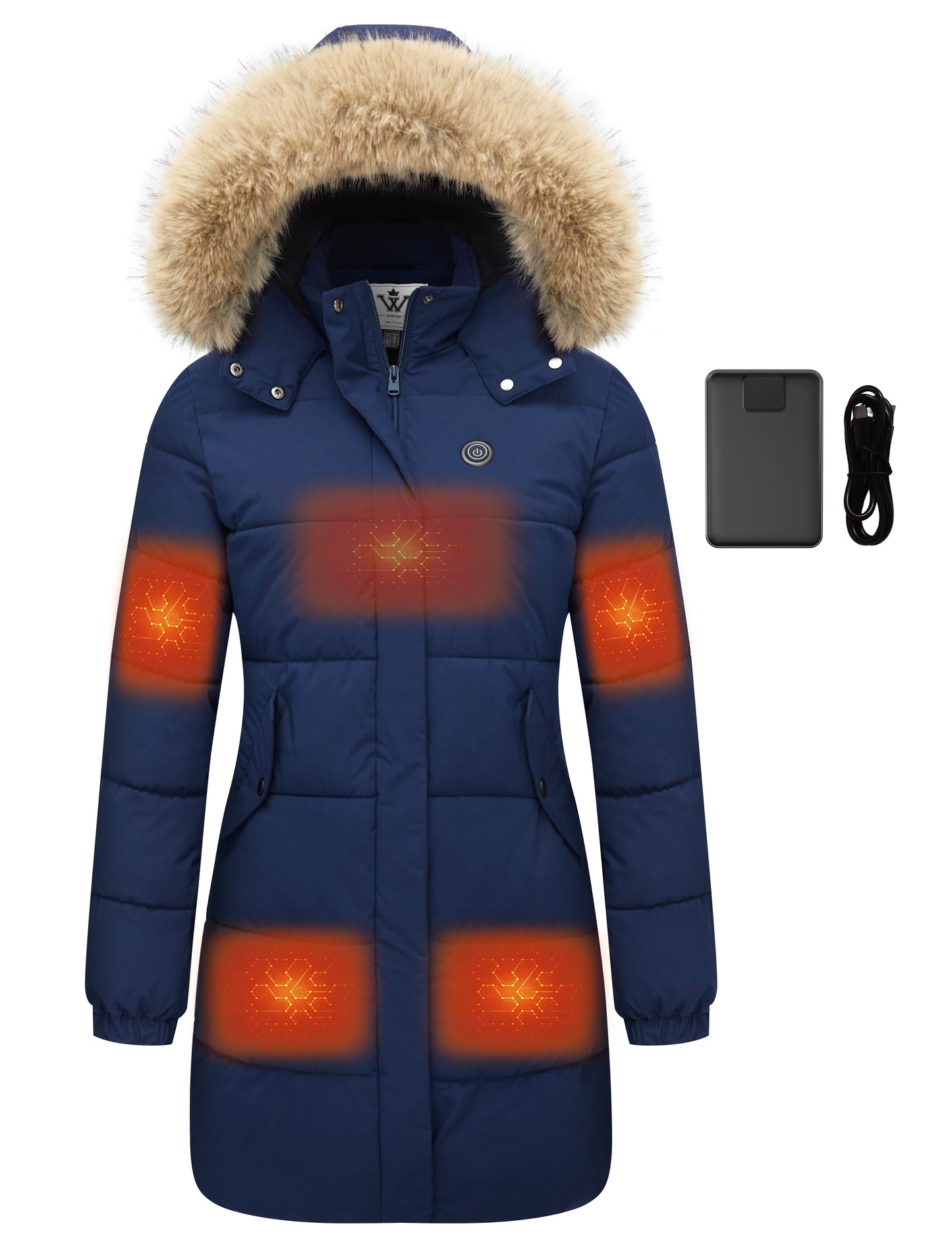 WenVen Women's Heating Puffer Jacket Windproof Winter Coat Quilted Parka Outerwear
