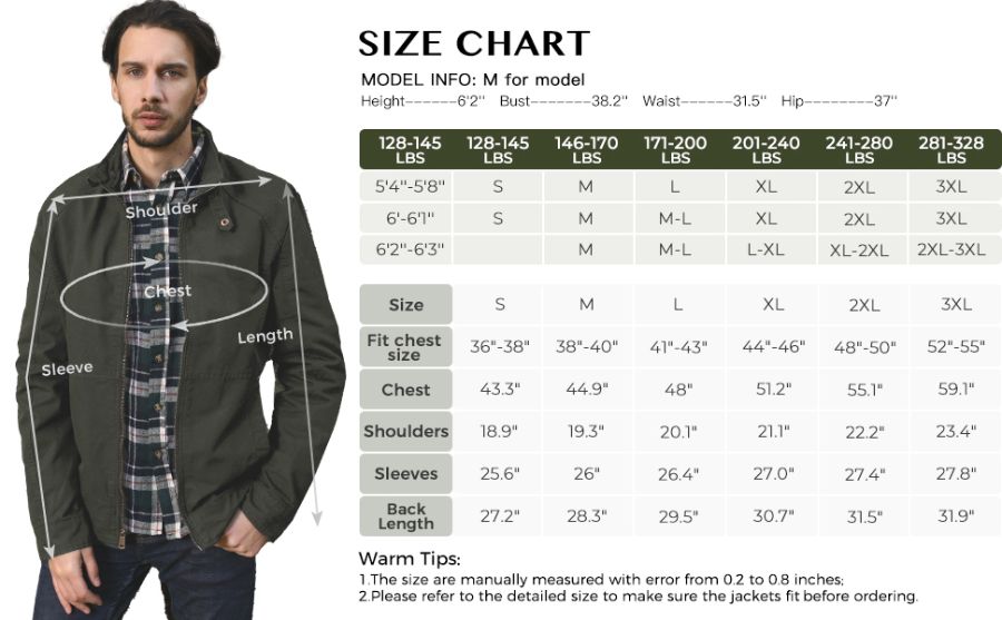 Men's Casual Lightweight Military Jacket Cotton Zip up Coat