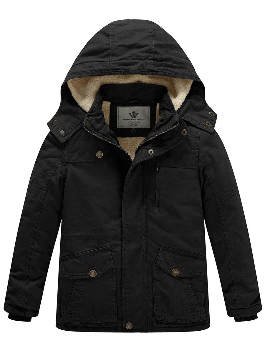 Boy's Winter Thicken Cotton Coat Heavy Sherpa Lined Parka Jacket