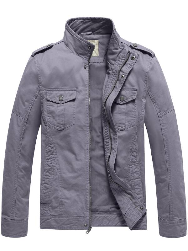 Men's Casual Washed Cotton Military Jacket