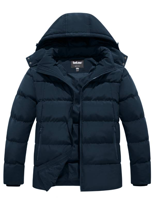 Soularge Men's Big and Tall Insulated Waterproof Winter Hooded Parka Coat