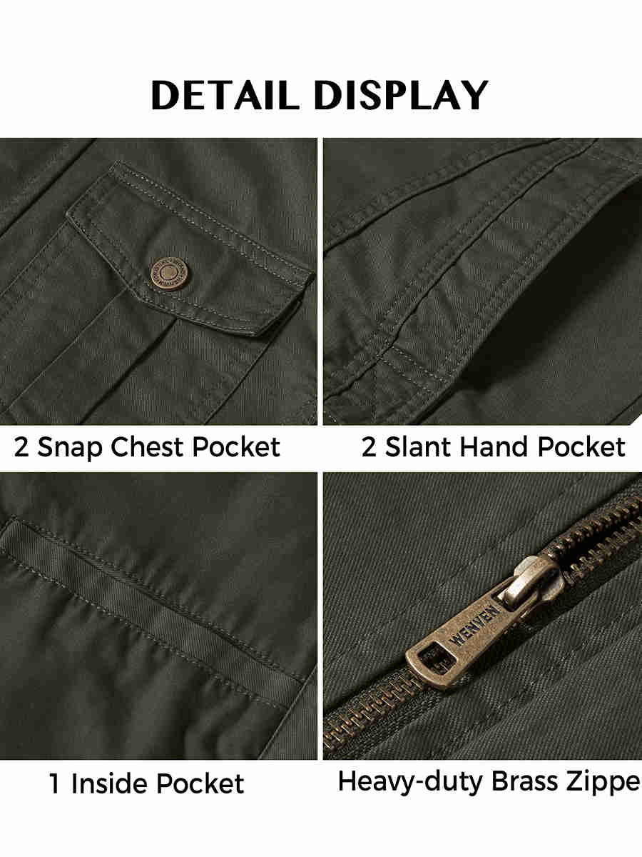 Men's Casual Washed Cotton Military Jacket