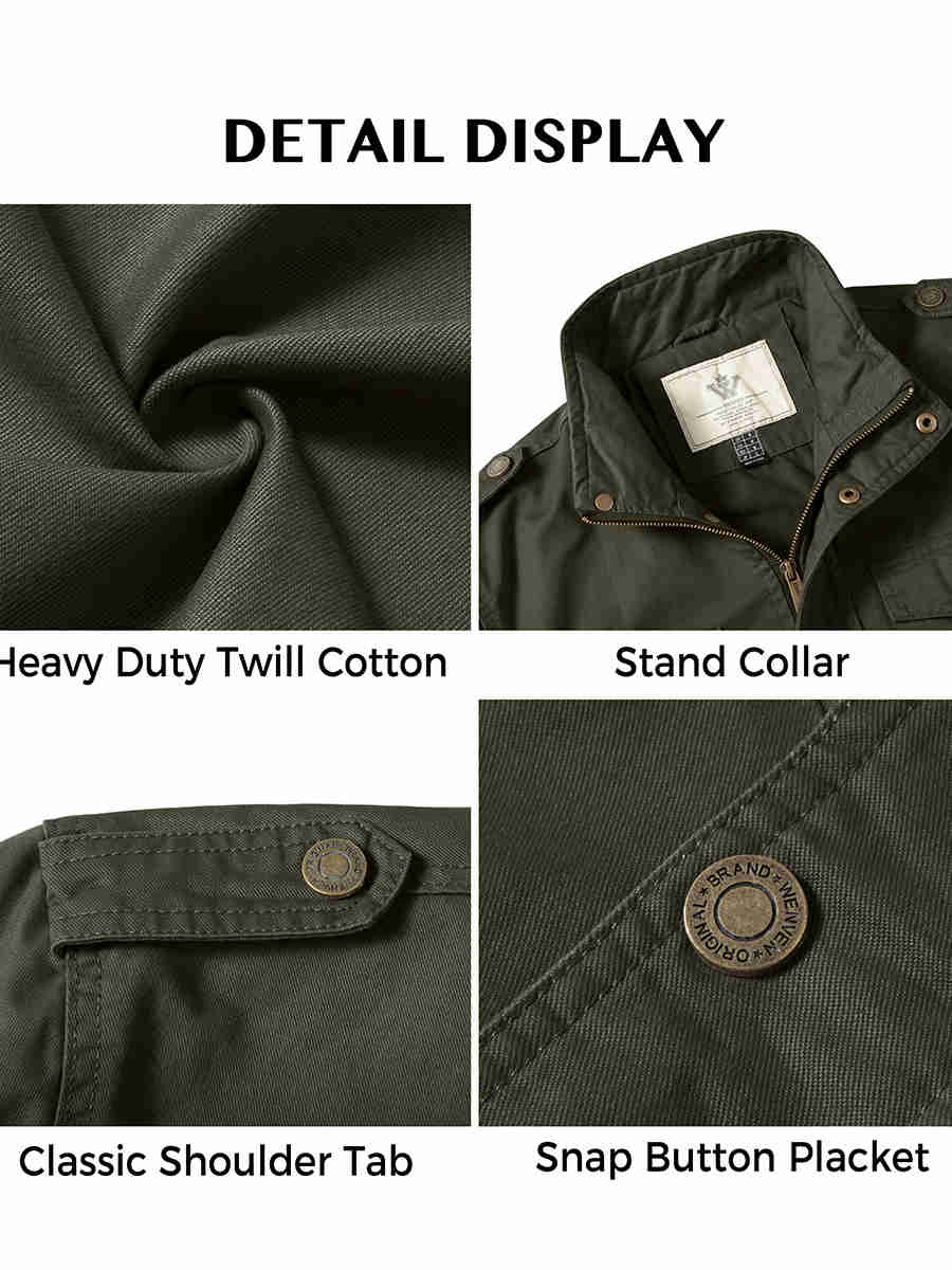 Men's Casual Washed Cotton Military Jacket