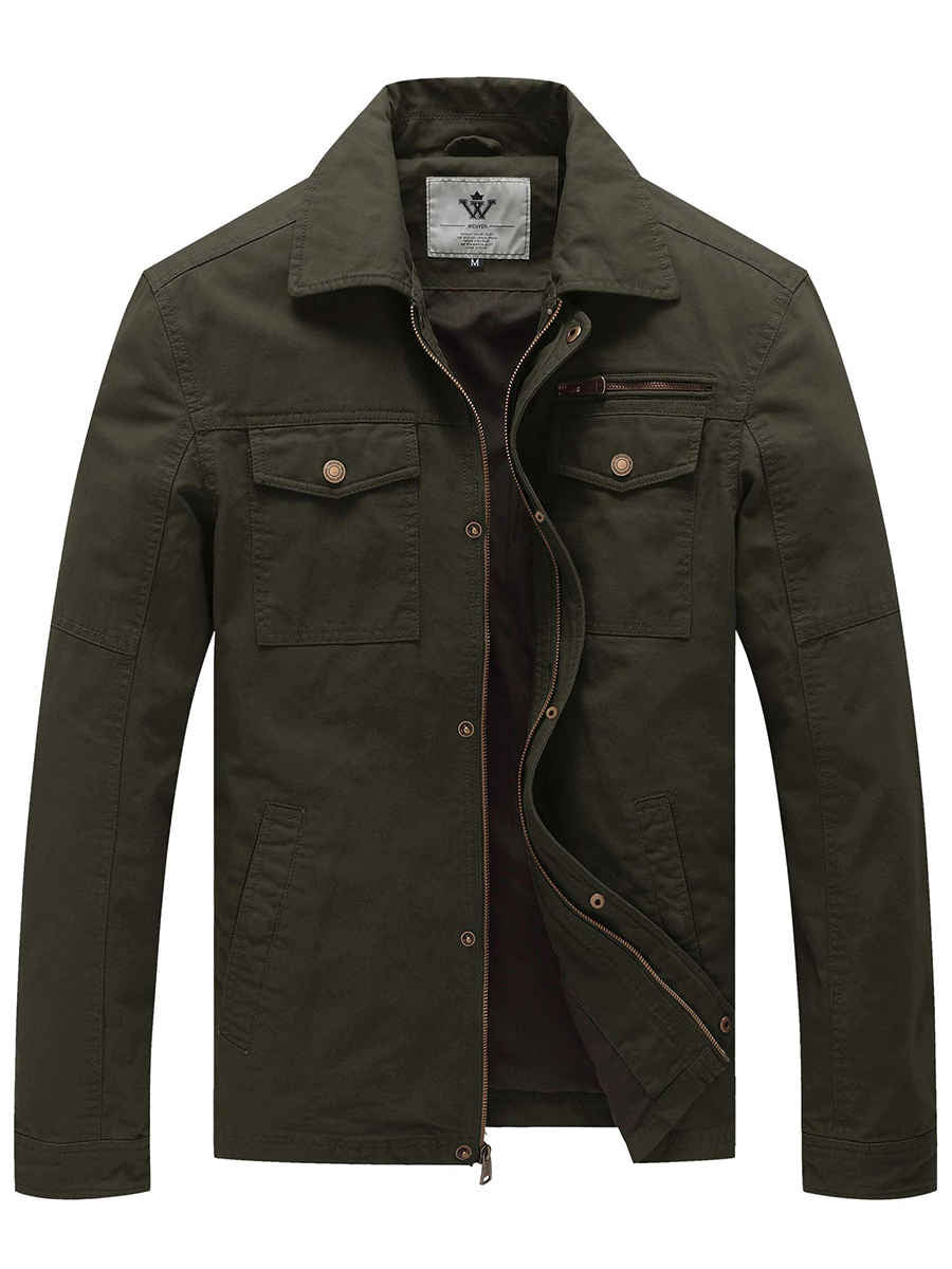Men's Casual Canvas Cotton Military Lapel Jacket