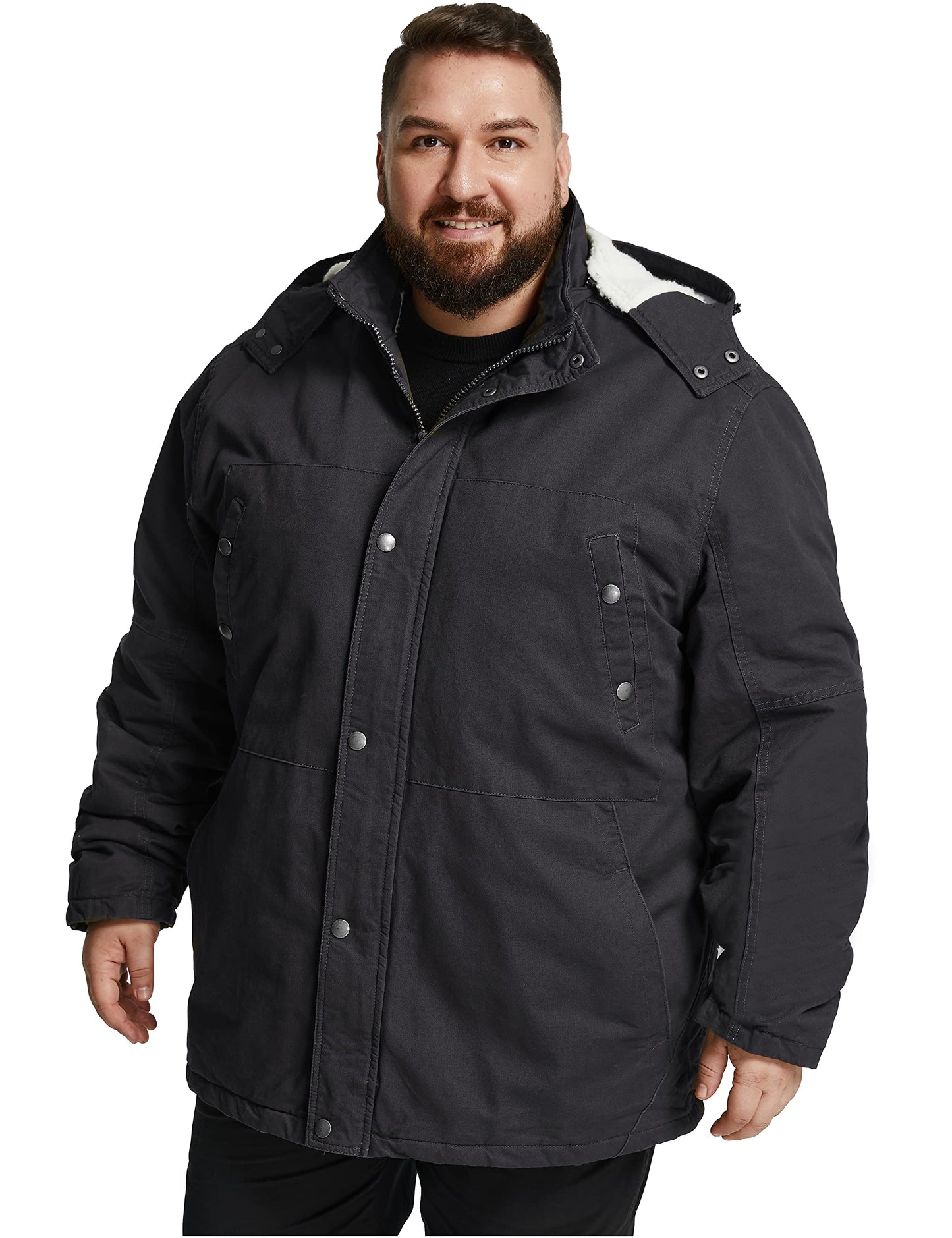 Soularge Men's Big and Tall Military Winter Warm Sherpa Lined Parka Jacket with Hood