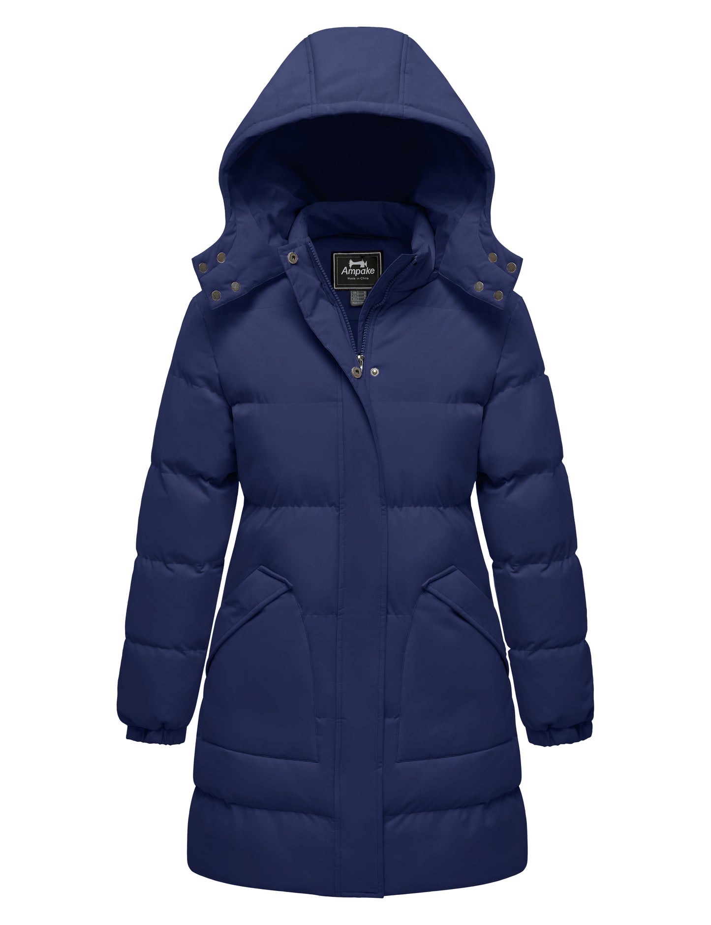 Ampake Women's Warm Thickened Parka Coat Winter Puffer Jacket with Removable Hood