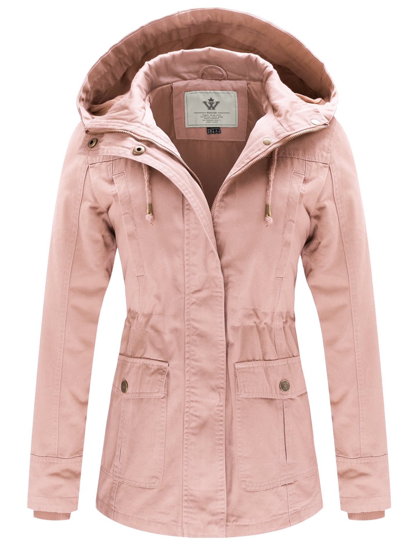 WenVen Women's Cotton Military Jacket Lightweight Casual Anorak Coat