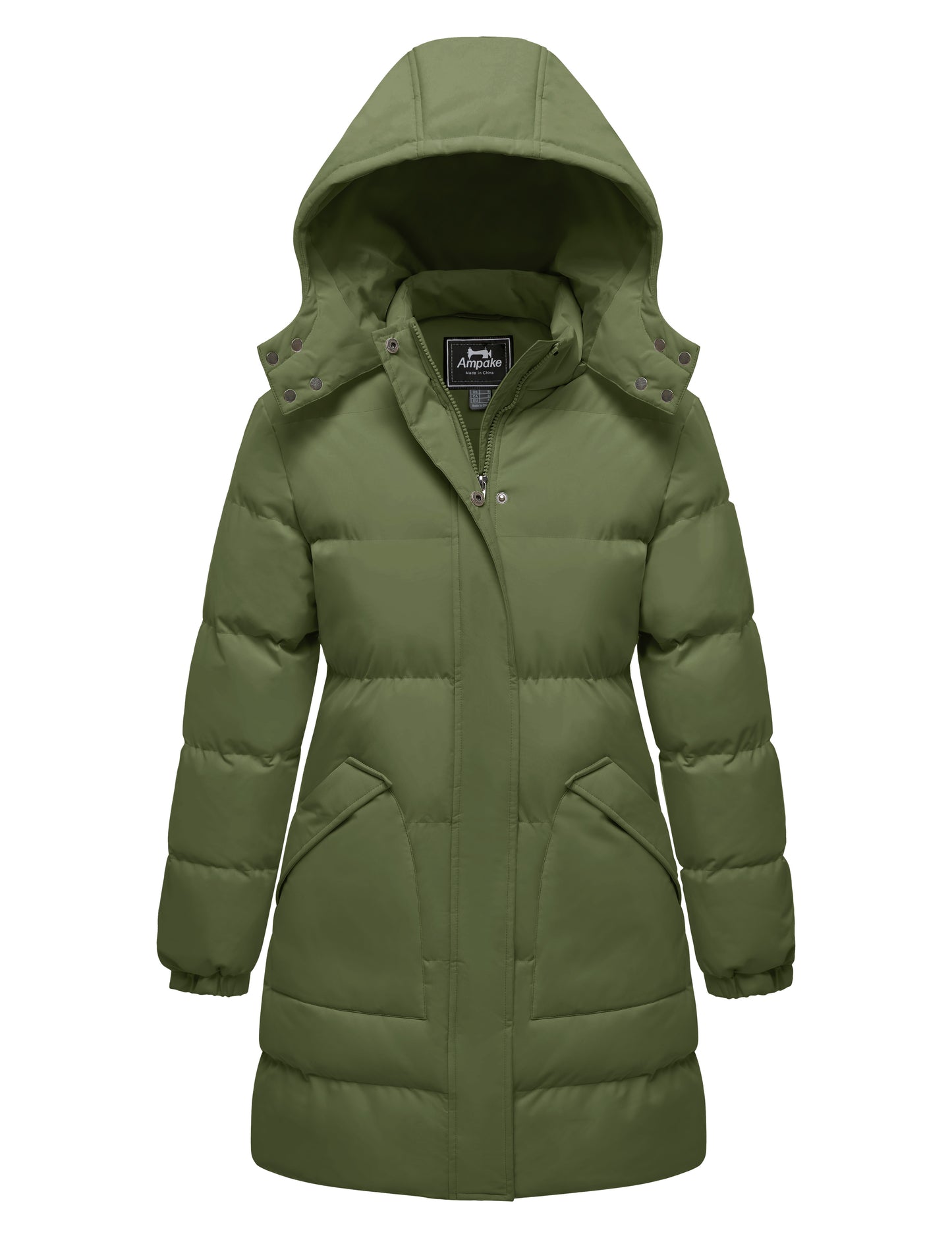 Ampake Women's Warm Thickened Parka Coat Winter Puffer Jacket with Removable Hood