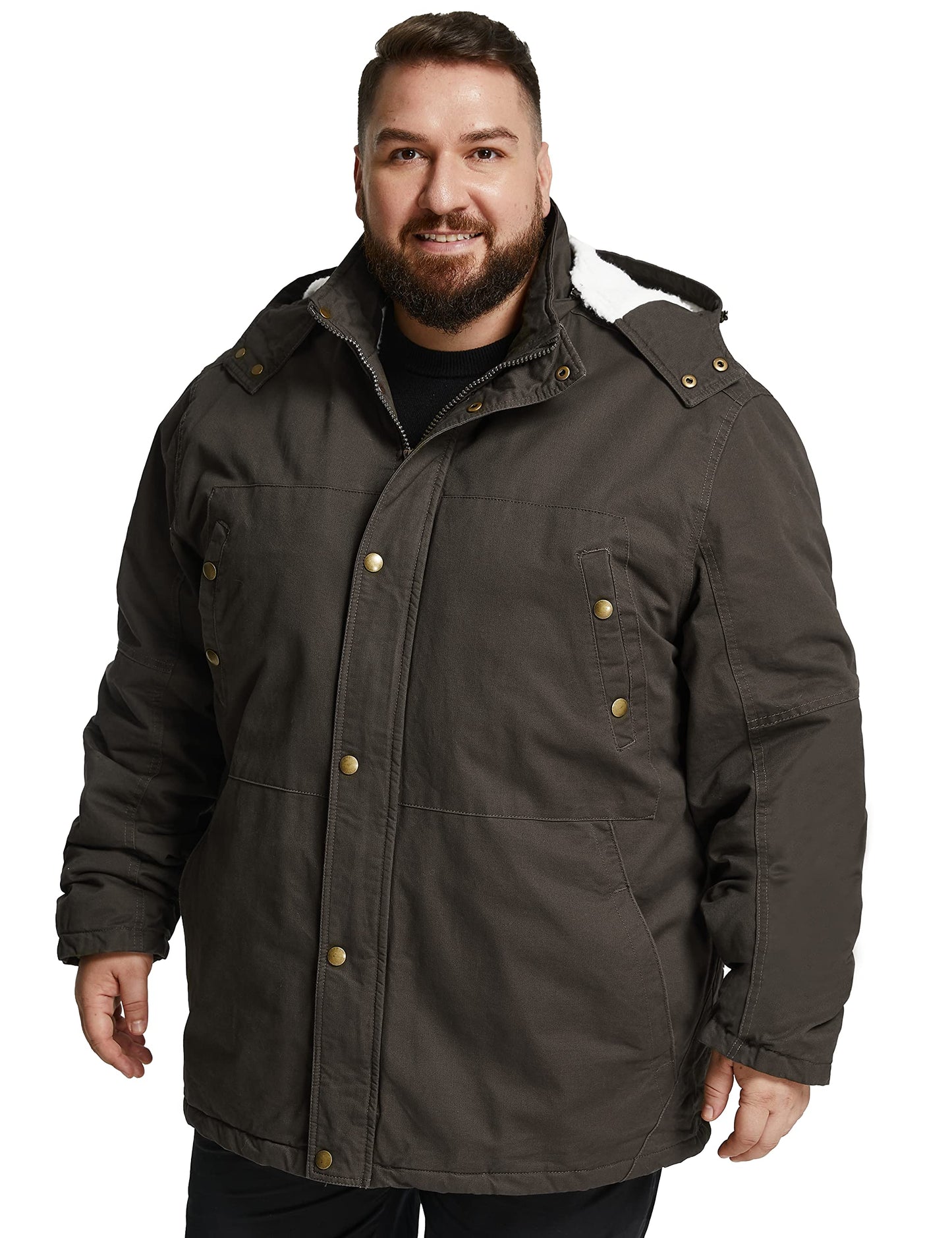Soularge Men's Big and Tall Military Winter Warm Sherpa Lined Parka Jacket with Hood