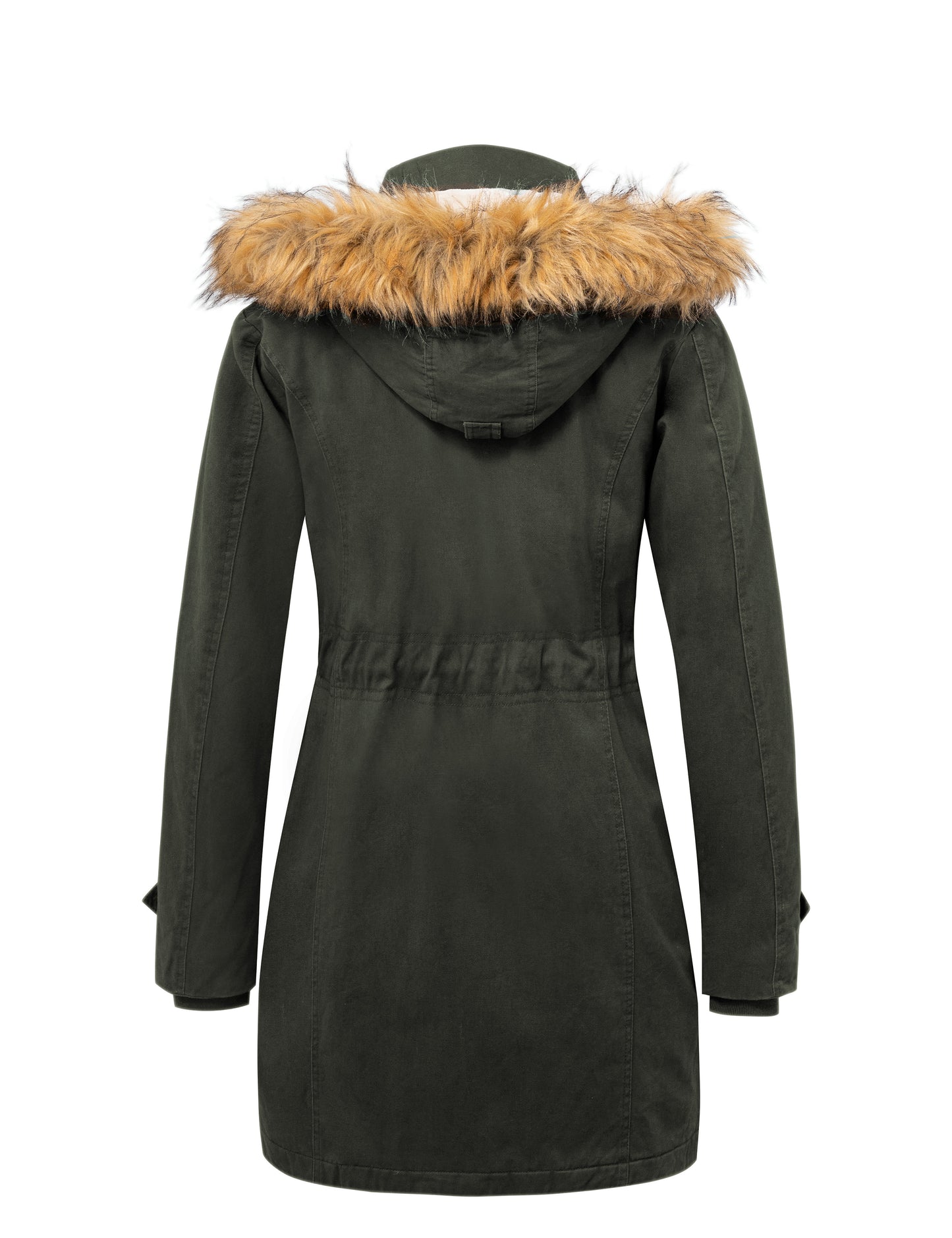 Women's Winter Warm Military Parka Jacket with Detachable Faux fur Hood