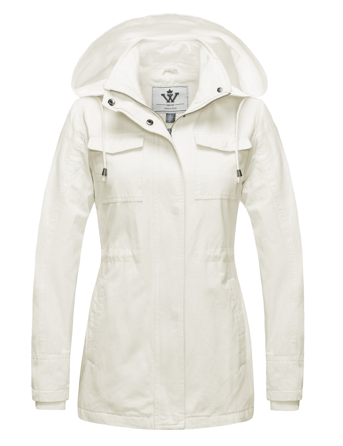 WenVen Women's Cotton Anorak Jacket Hooded Coat Spring Windproof Outerwear with Hood