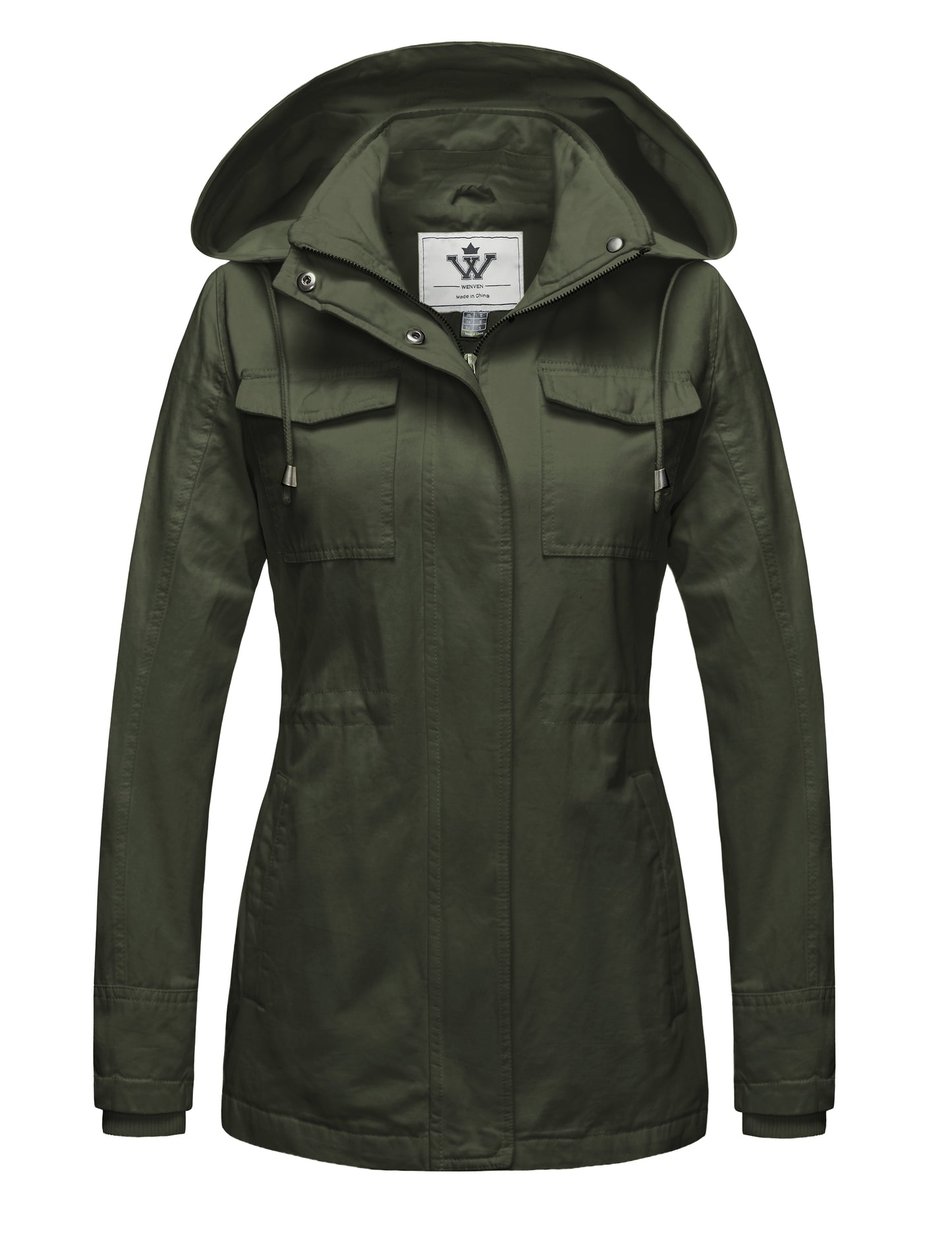 WenVen Women's Cotton Anorak Jacket Hooded Coat Spring Windproof Outerwear with Hood