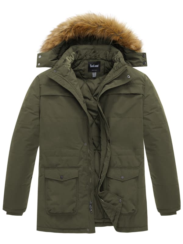 Soularge Men's Big and Tall Winter Jacket Puffer Coat Warm Windproof Parka