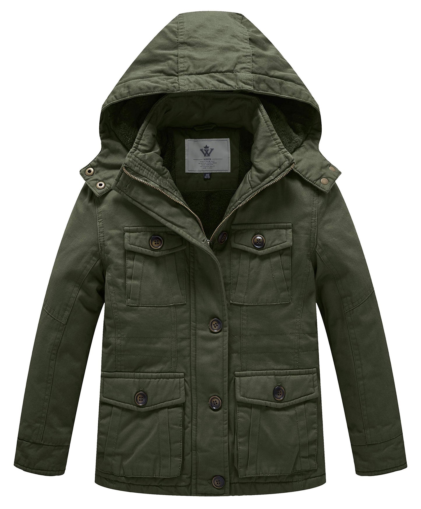WenVen Boys' & Girls' Winter Cotton Fleece Lined Warm Coat Parka Jacket