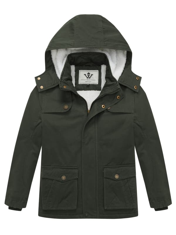 WenVen Boy's Puffer Coat Winter Jacket Hooded Sherpa Lined Outerwear Warm Parka