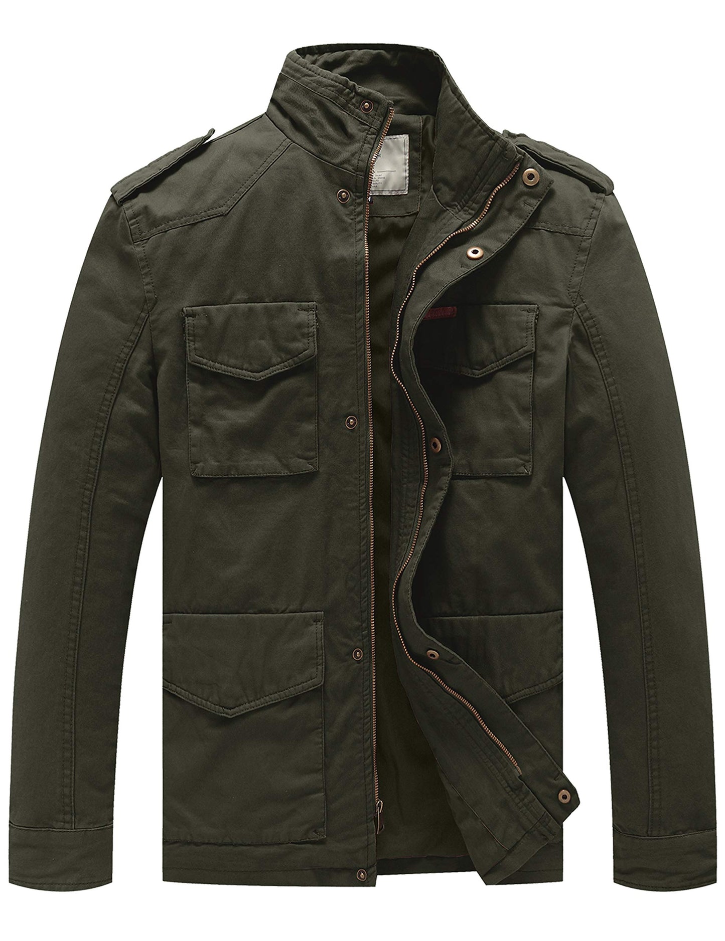 WenVen Men's Lightweight Twill Cotton Military Windbreaker Canvas Jacket