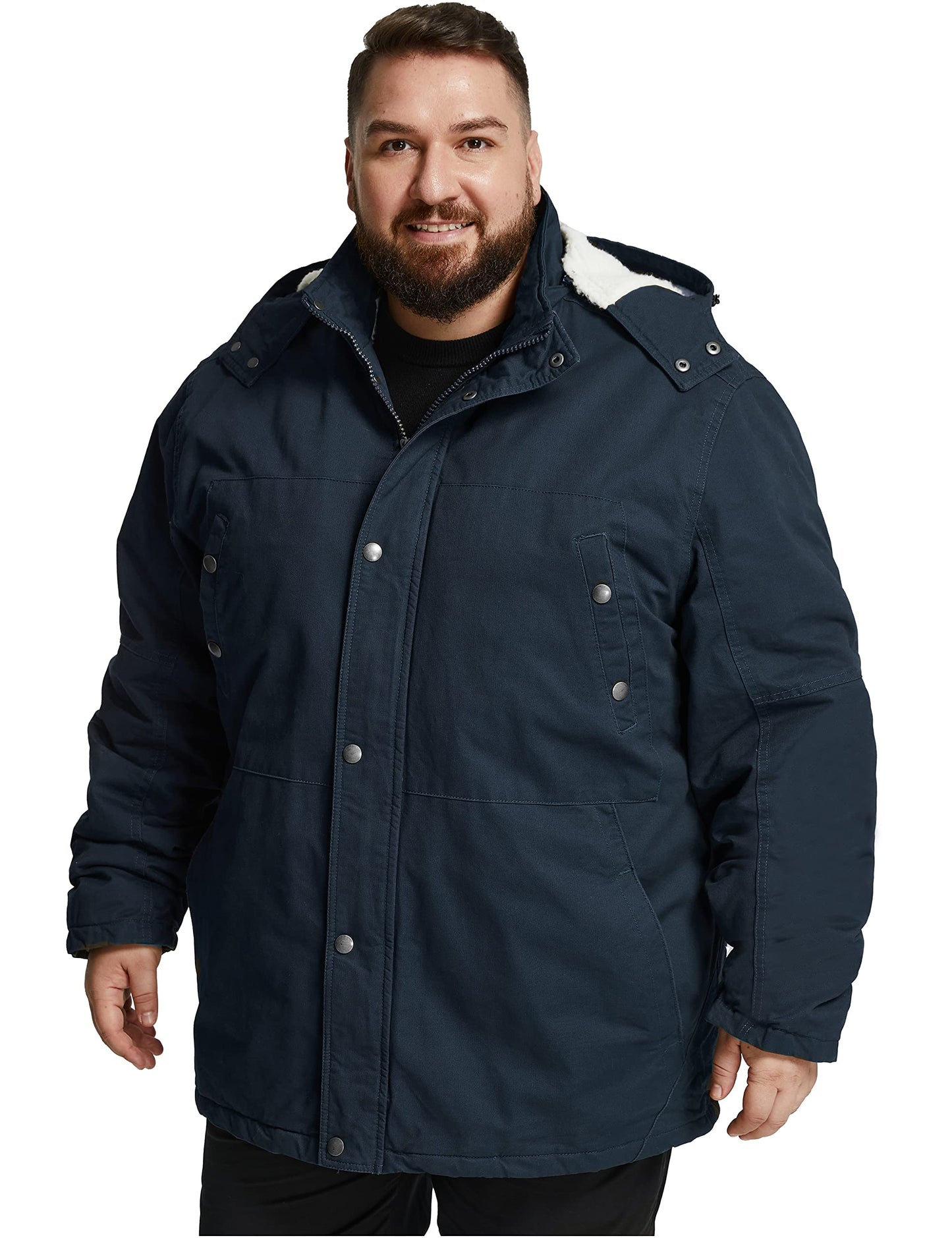 Soularge Men's Big and Tall Military Winter Warm Sherpa Lined Parka Jacket with Hood
