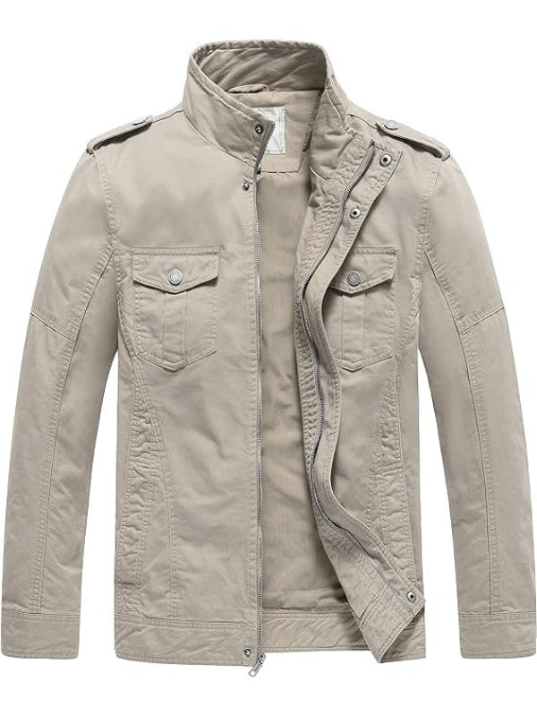 Men's casual cotton military on sale jacket