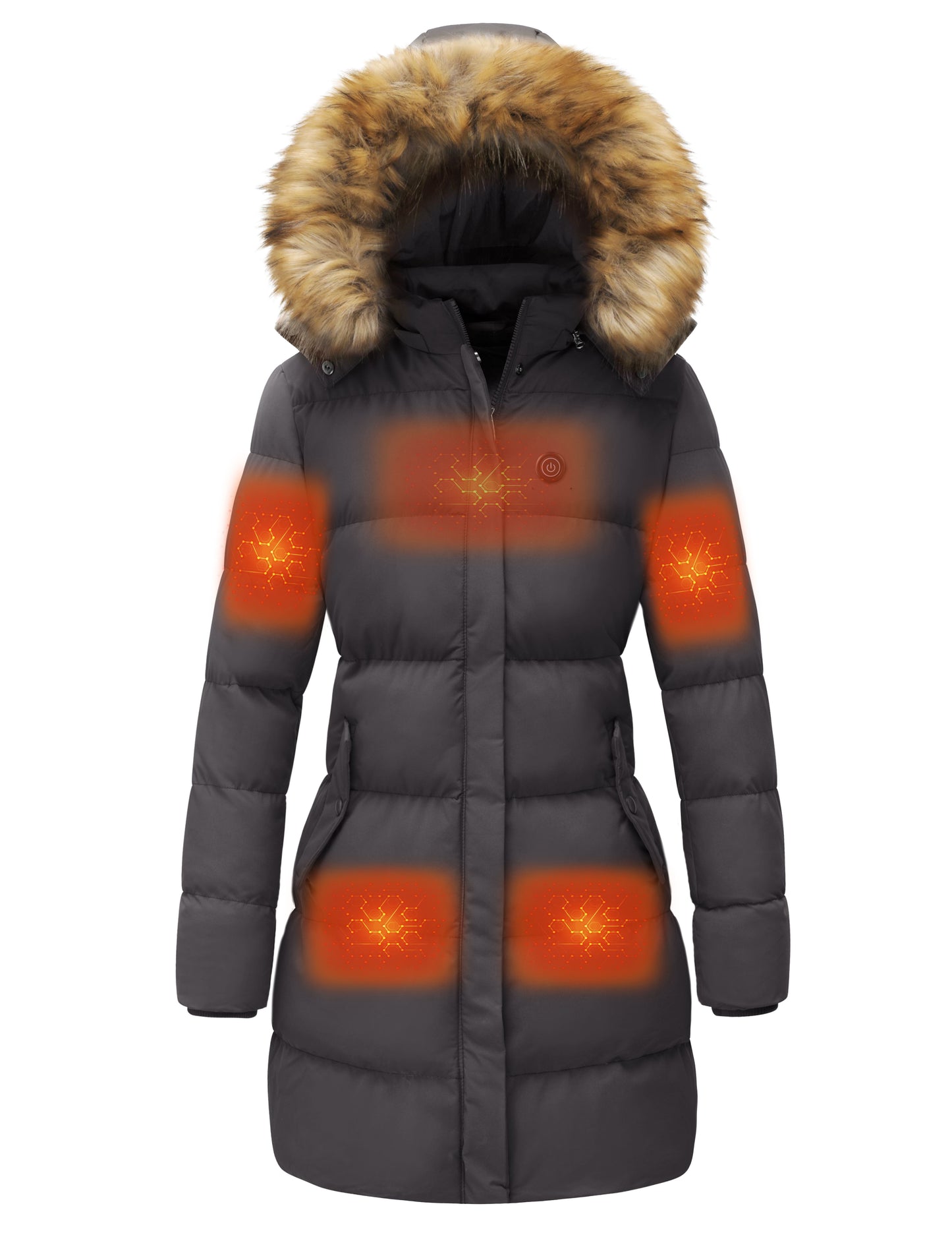 WenVen Women's Heating Puffer Jacket Windproof Winter Coat Quilted Parka Outerwear