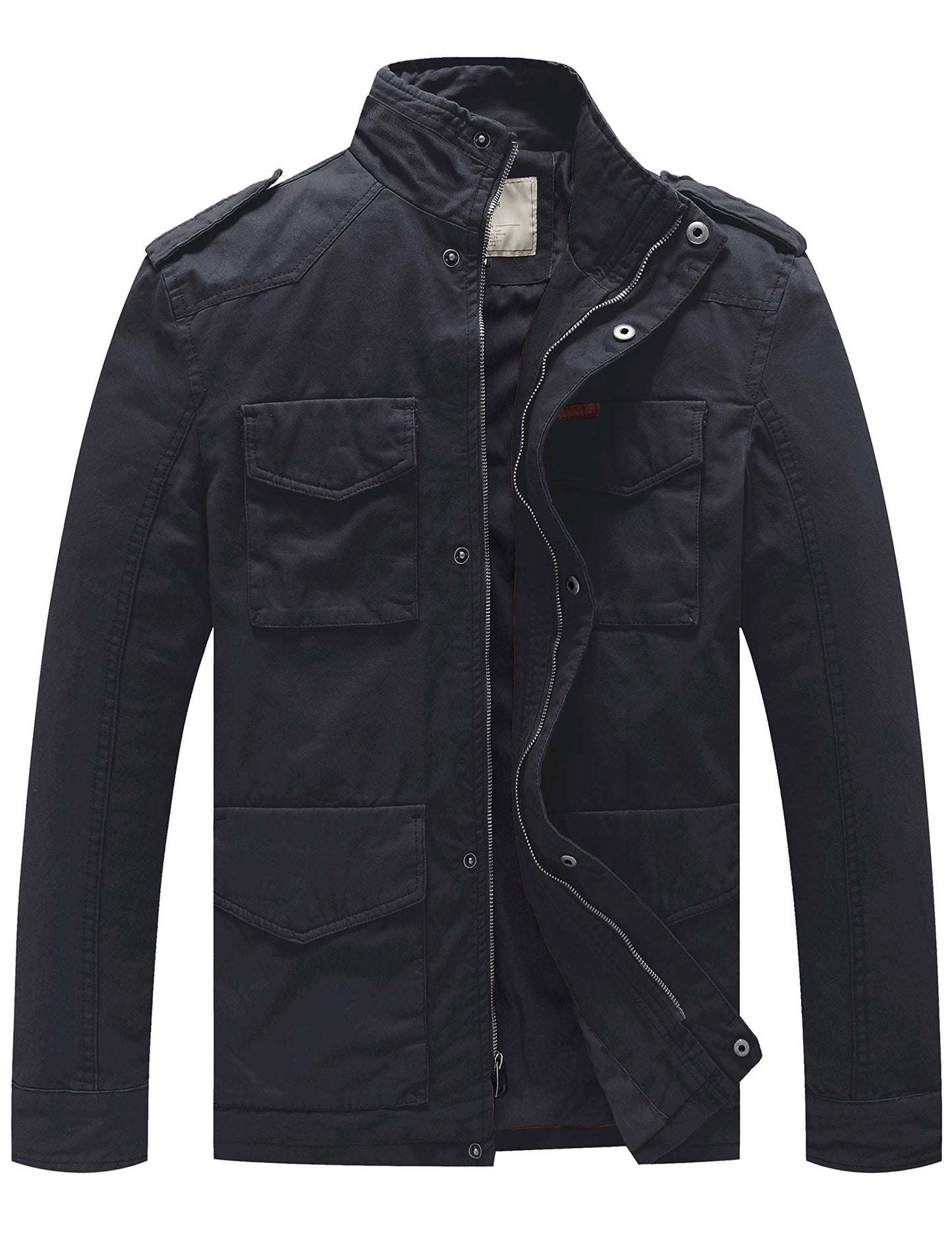 WenVen Men's Lightweight Twill Cotton Military Windbreaker Canvas Jacket