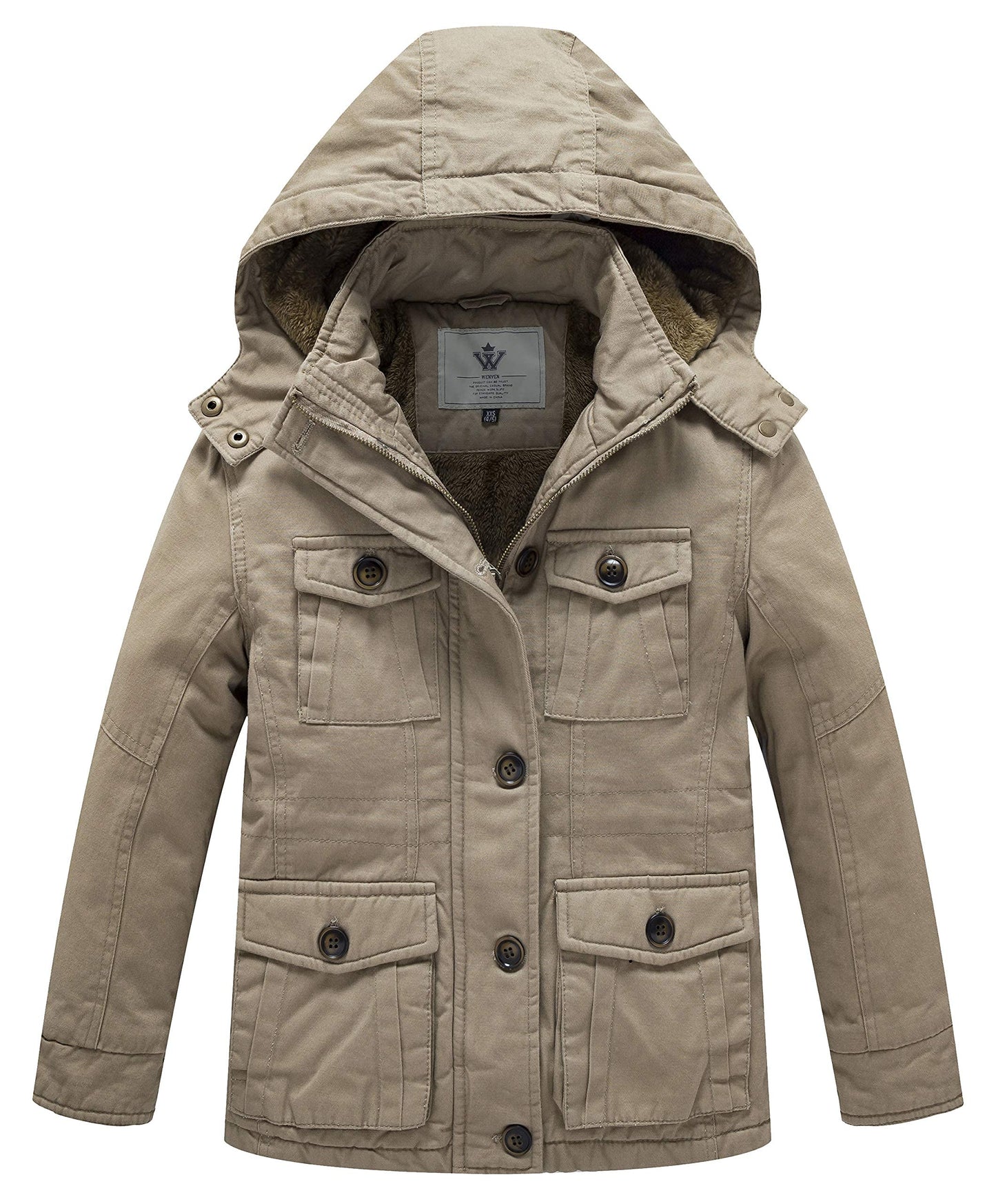 WenVen Boys' & Girls' Winter Cotton Fleece Lined Warm Coat Parka Jacket