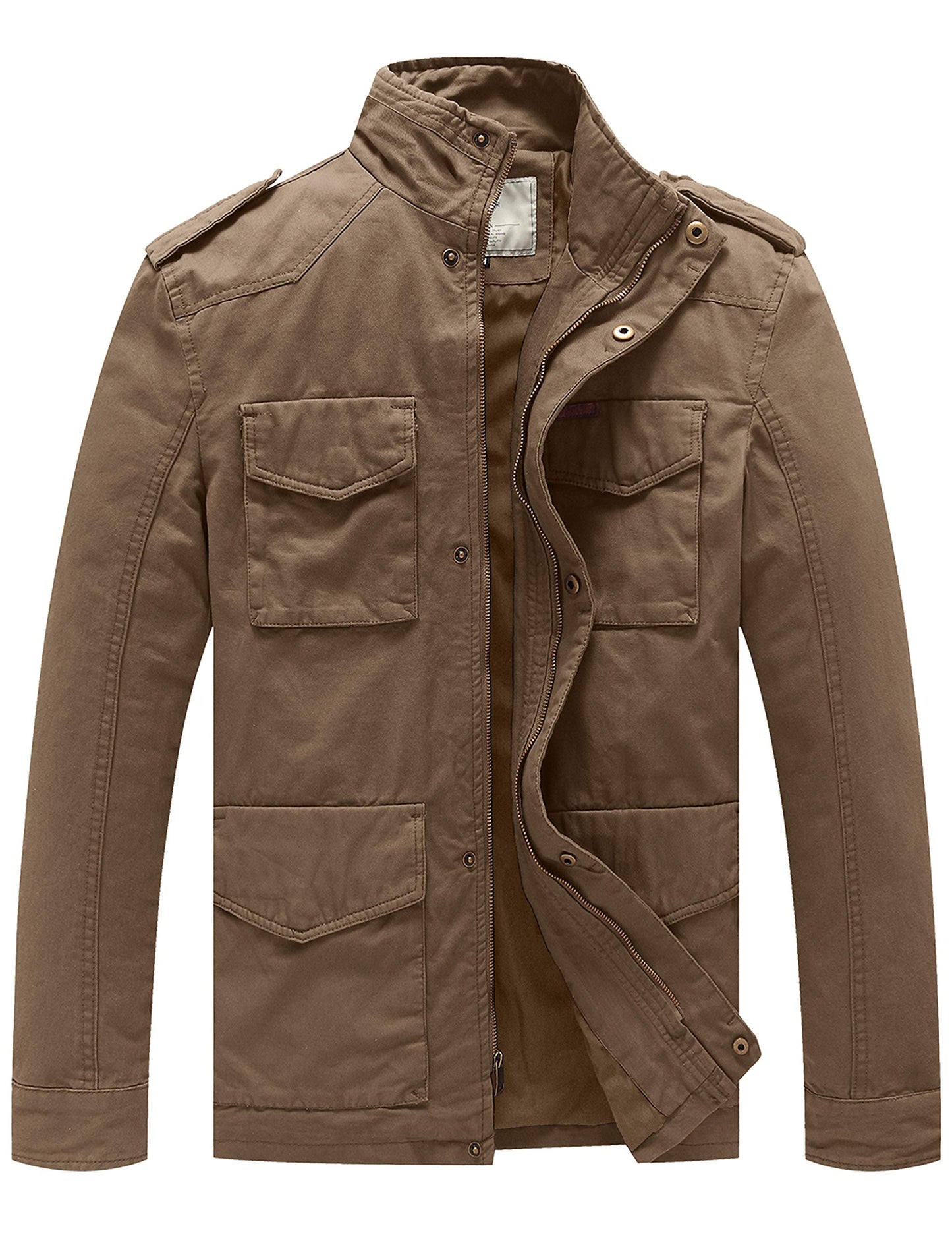 WenVen Men's Lightweight Twill Cotton Military Windbreaker Canvas Jacket