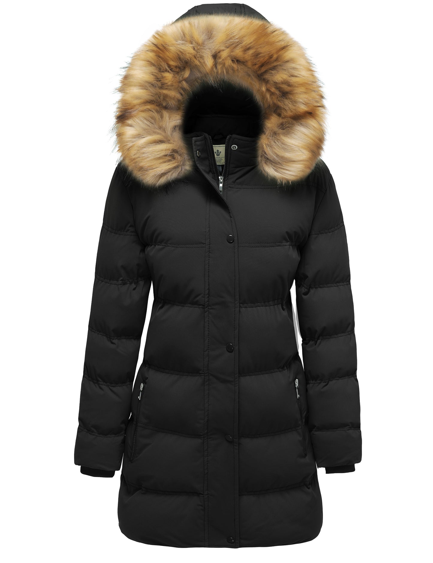 Women's Winter Long Puffer Coat Parka Jacket with Faux Fur Removable Hood