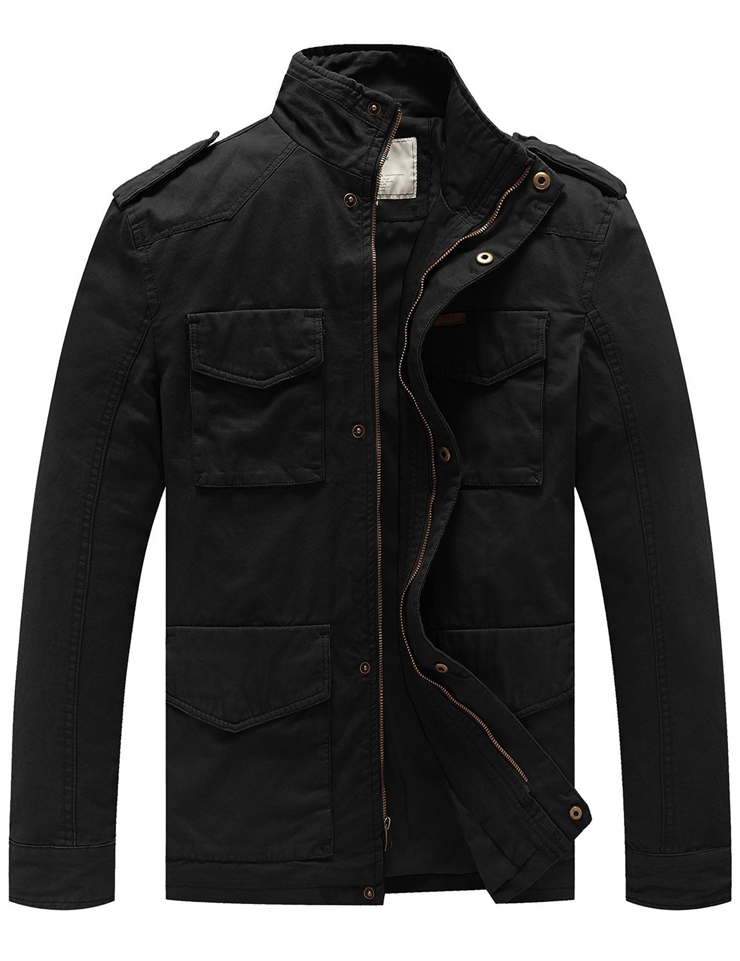 WenVen Men's Lightweight Twill Cotton Military Windbreaker Canvas Jacket