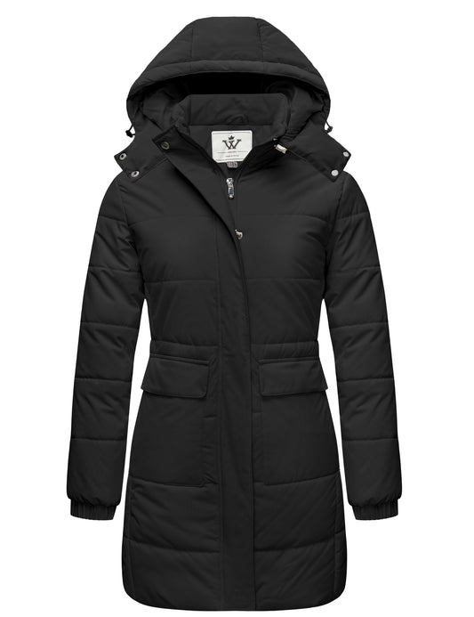 WenVen Women's Winter Thickened Coat Warm Jacket with Faux Fur Removable Hood