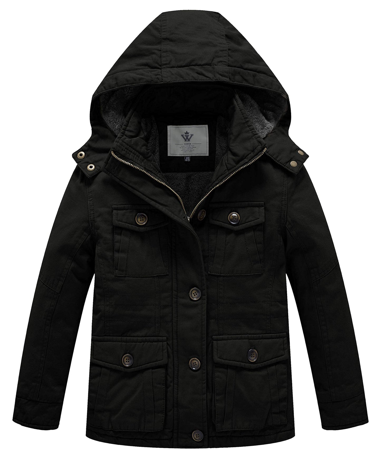 WenVen Boys' & Girls' Winter Cotton Fleece Lined Warm Coat Parka Jacket