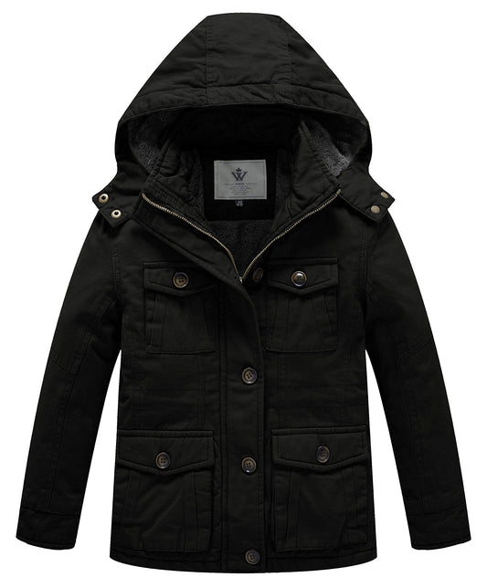 WenVen Boys' & Girls' Winter Cotton Fleece Lined Warm Coat Parka Jacket