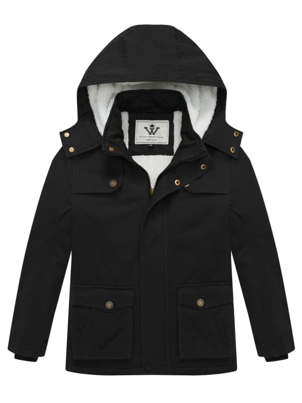 WenVen Boy's Puffer Coat Winter Jacket Hooded Sherpa Lined Outerwear Warm Parka