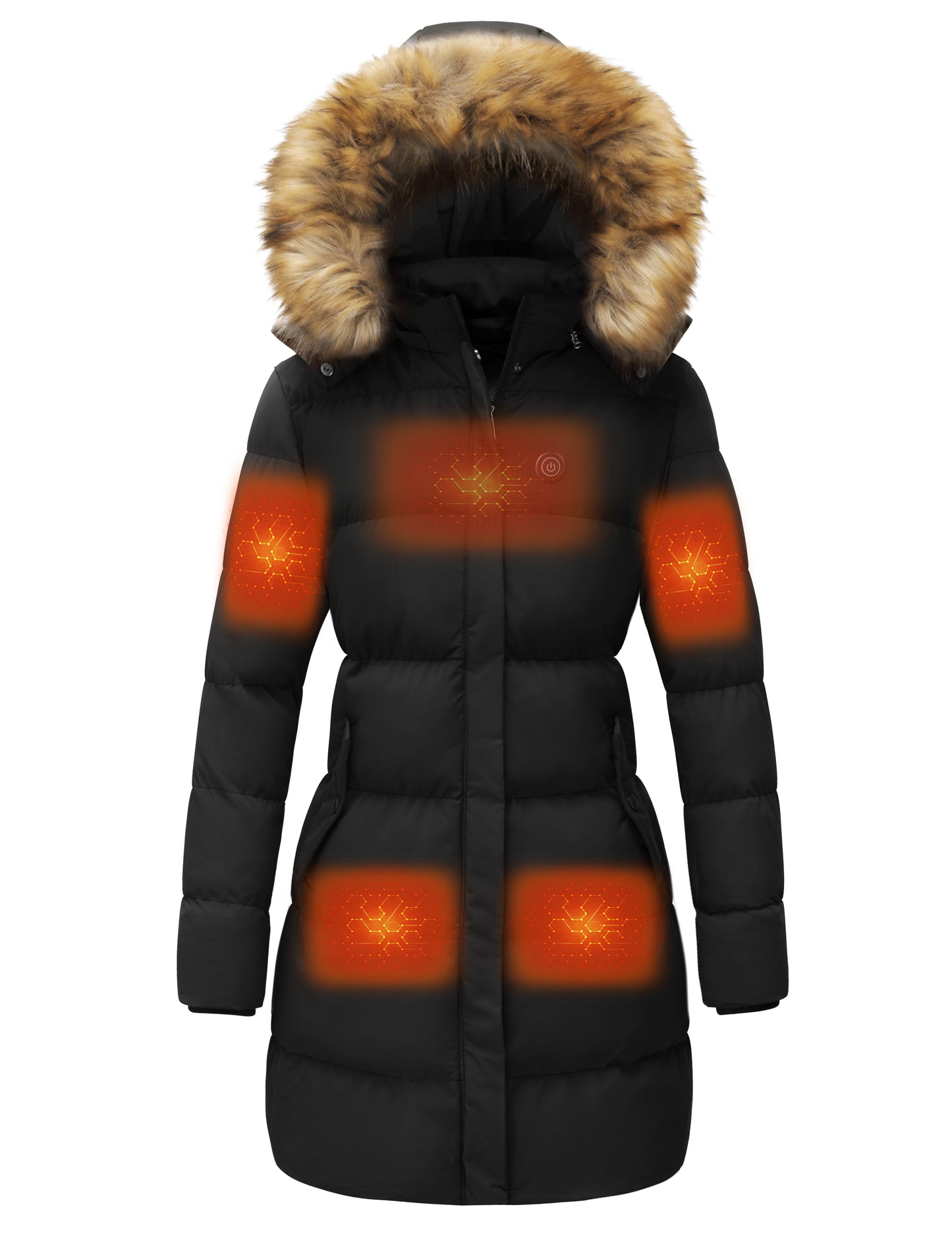 WenVen Women's Heating Puffer Jacket Windproof Winter Coat Quilted Parka Outerwear