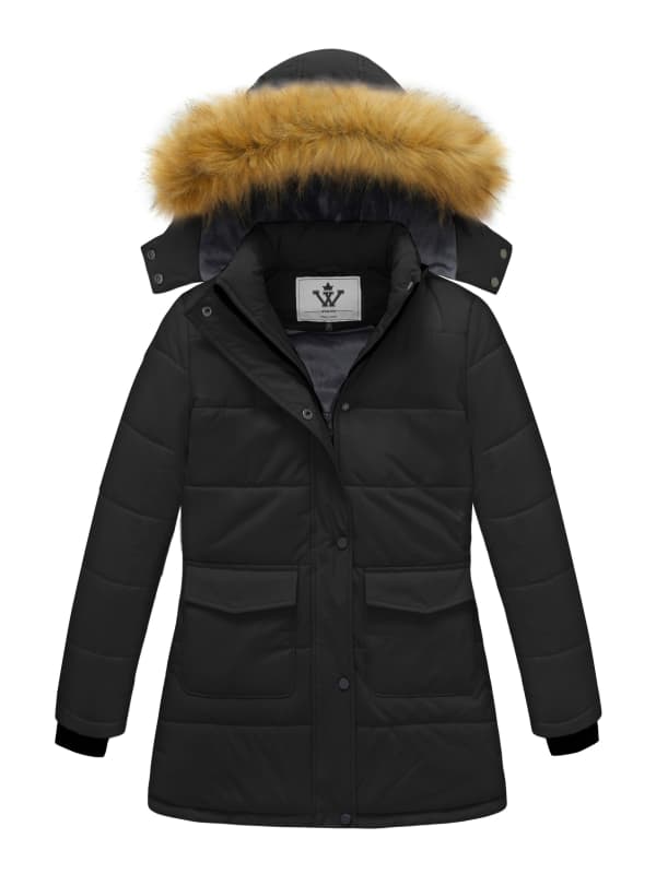 WenVen Girl's Winter Coat Warm Puffer Jacket Hooded Waterproof Snow Parka