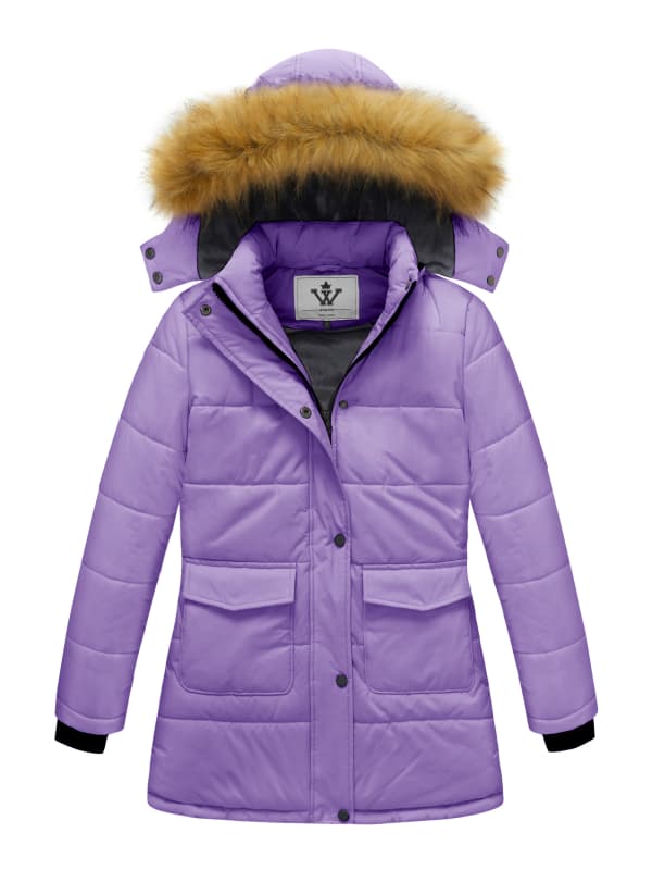 WenVen Girl's Winter Coat Warm Puffer Jacket Hooded Waterproof Snow Parka