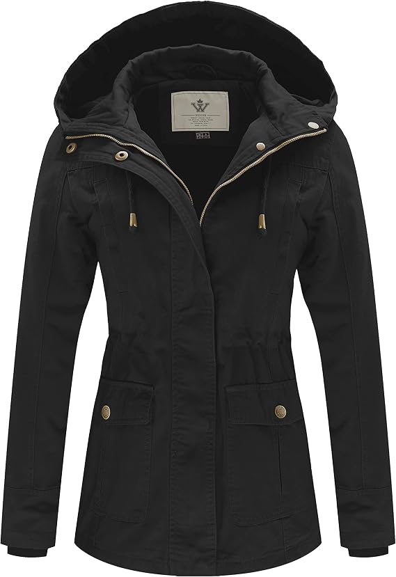 WenVen Women's Cotton Military Jacket Lightweight Casual Anorak Coat