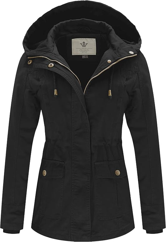 WenVen Women's Cotton Military Jacket Lightweight Casual Anorak Coat