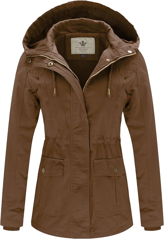 WenVen Women's Cotton Military Jacket Lightweight Casual Anorak Coat