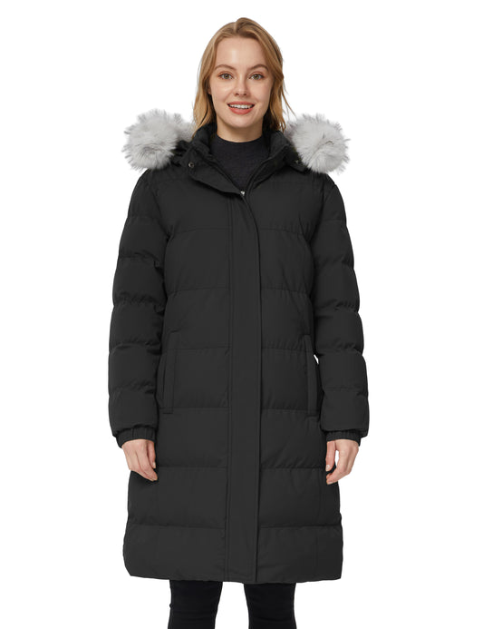 WenVen Women's Winter Long Puffer Coat Waterproof Warm Parka Jacket