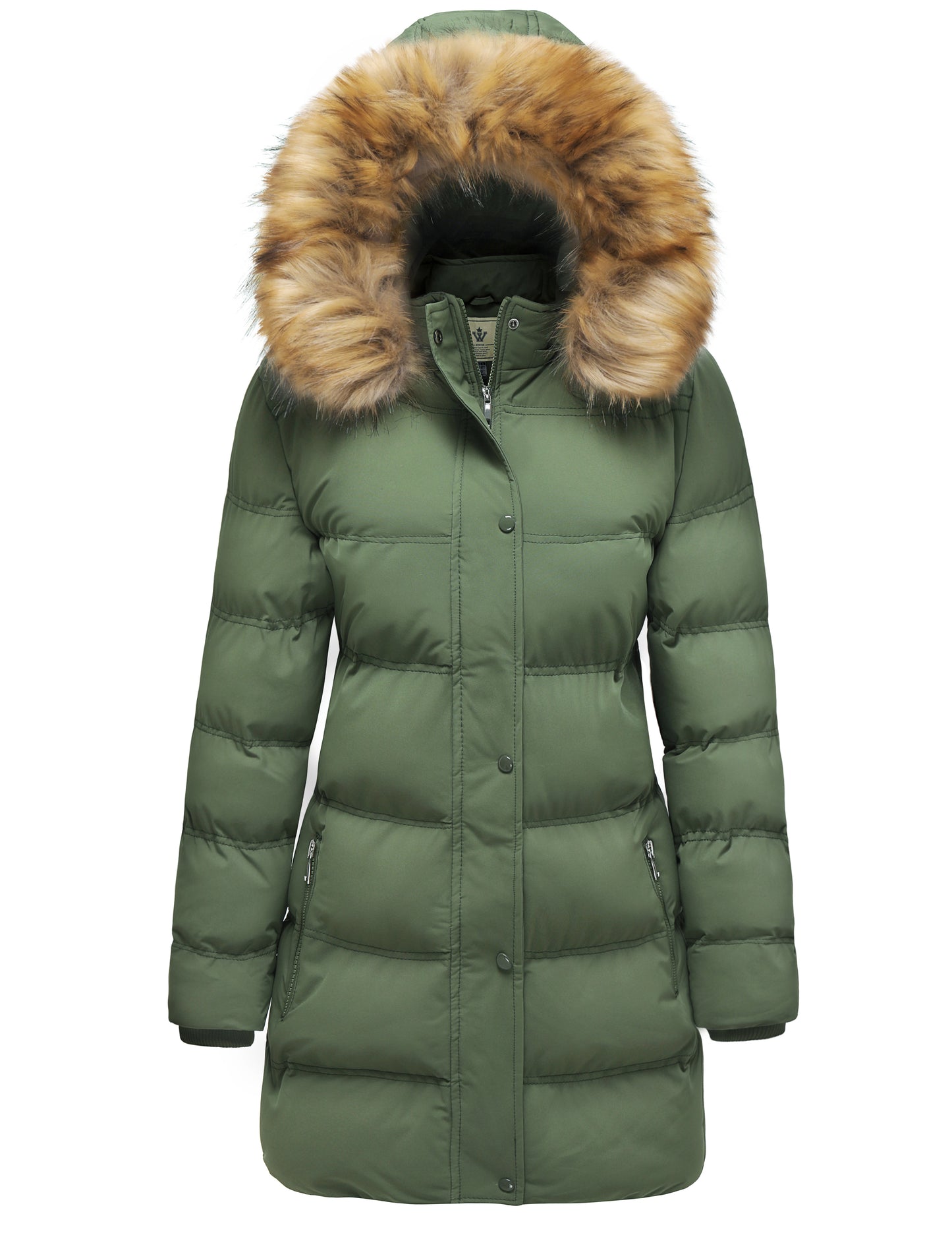 Women's Winter Long Puffer Coat Parka Jacket with Faux Fur Removable Hood