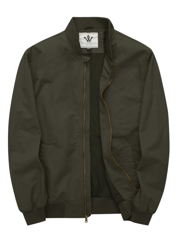WenVen Men's Bomber Jacket Spring  Lightweight Long Sleeve Work Coat
