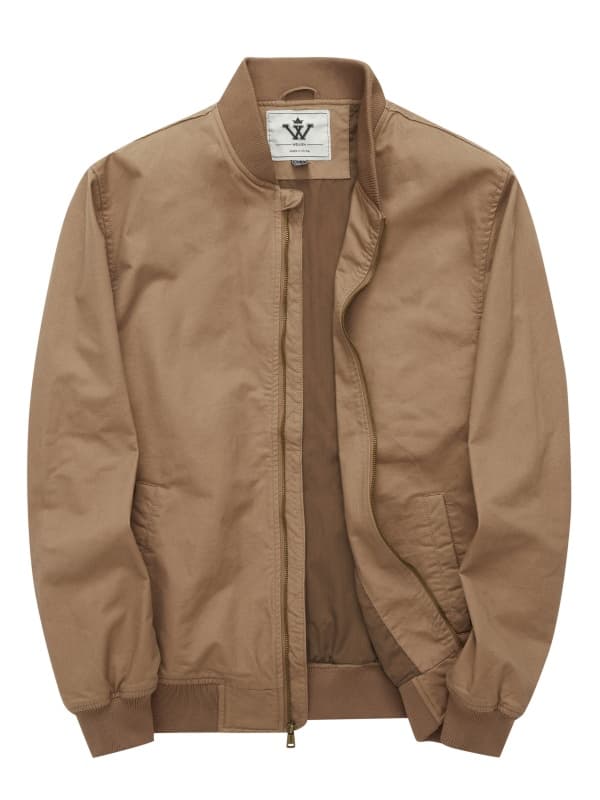 WenVen Men's Bomber Jacket Spring  Lightweight Long Sleeve Work Coat