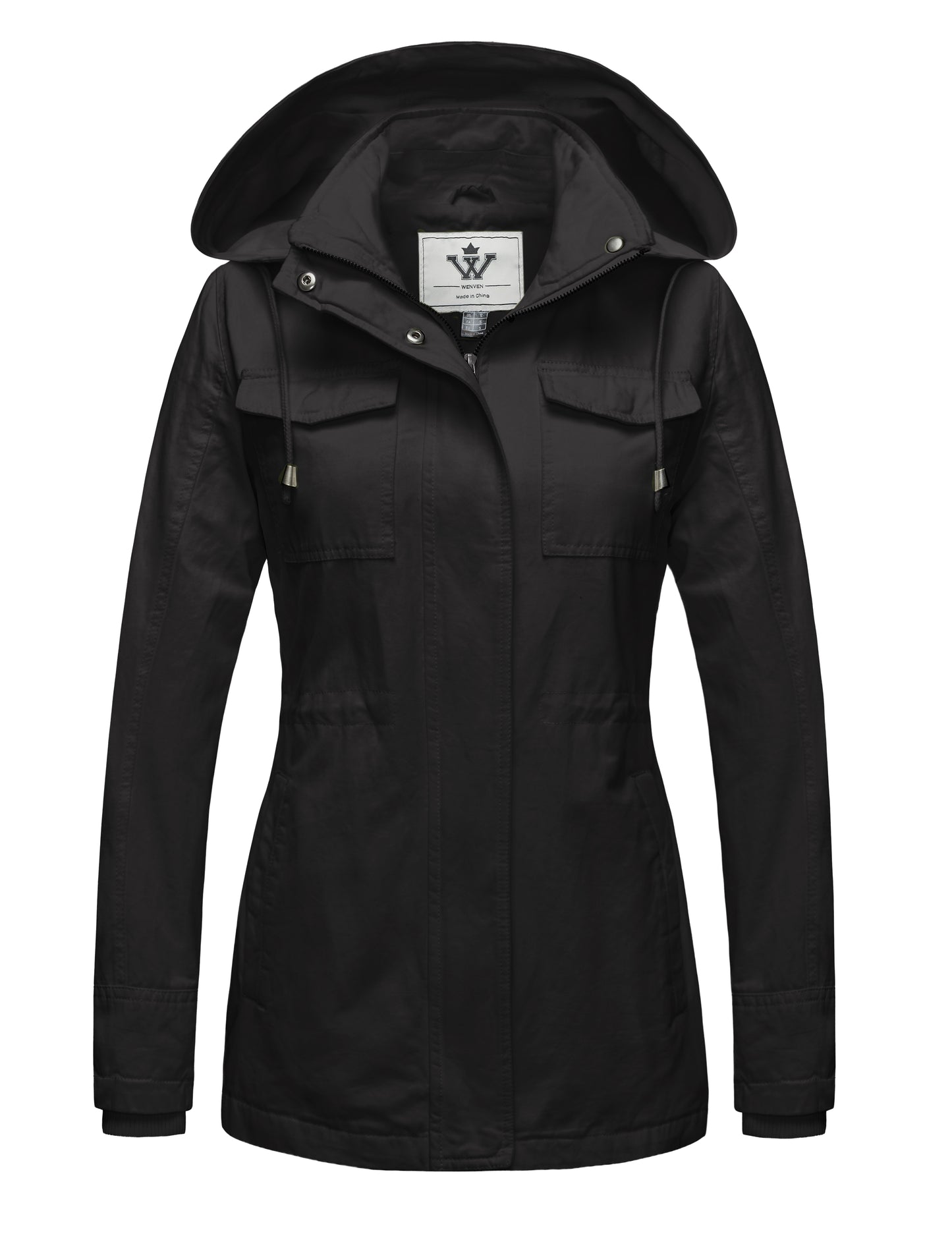 WenVen Women's Cotton Anorak Jacket Hooded Coat Spring Windproof Outerwear with Hood
