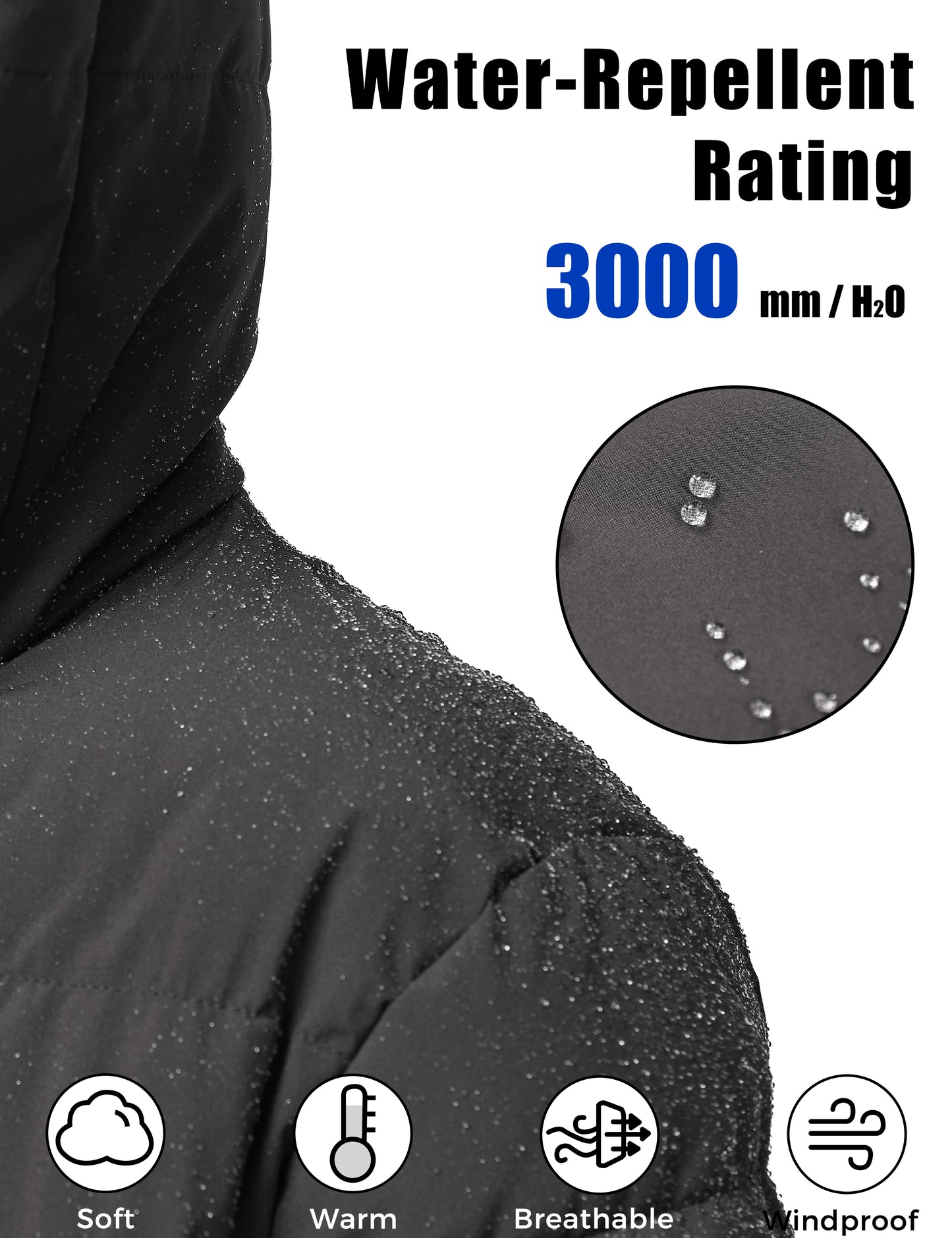 Wenven Women Waterproof Heated Jacket 3 Heat Settings with 20000mAh Battery